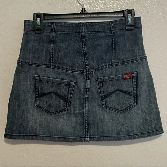 Y2K Hot Kiss Denim Jean Mini Skirt Size 26 - Picture 3 of 6